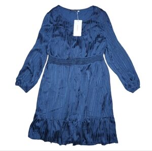 BlOOMCHIC Blue Dress with metallic thread long sleeve and elastic waist 14/16